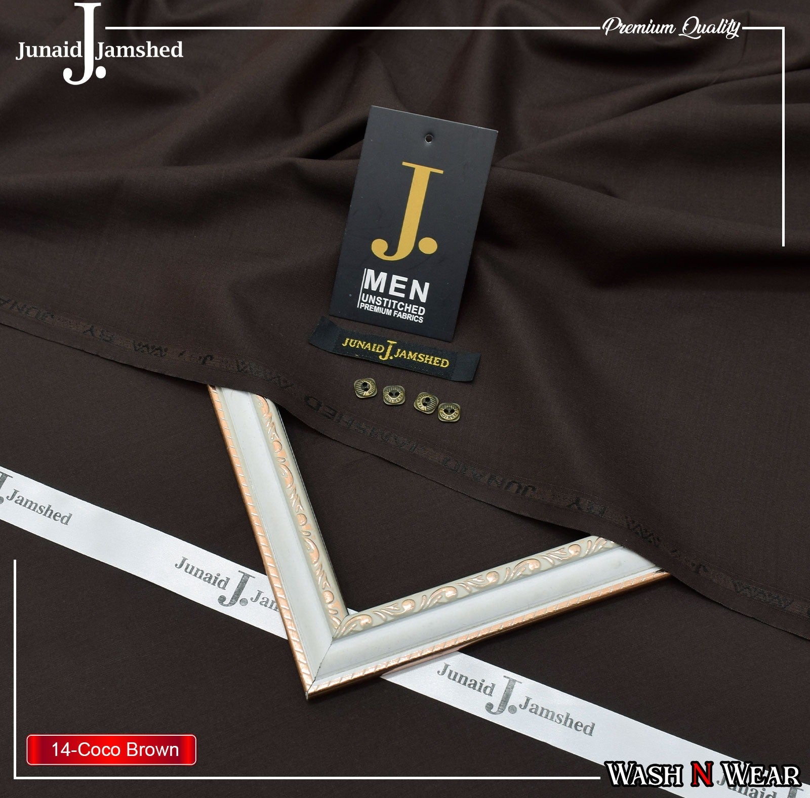 J. Junaid Jamshaid Online Premium Wash & Wear Suiting For Men CoCo Brown