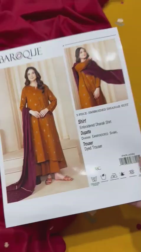 BAROQUE Embroidered Dhanak Fency 3pcs Vol 0098(B)