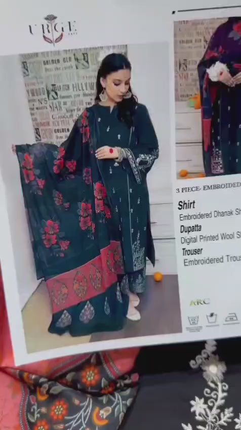 URGE Embroidered Dhanak Fency 3pcs Vol 0111