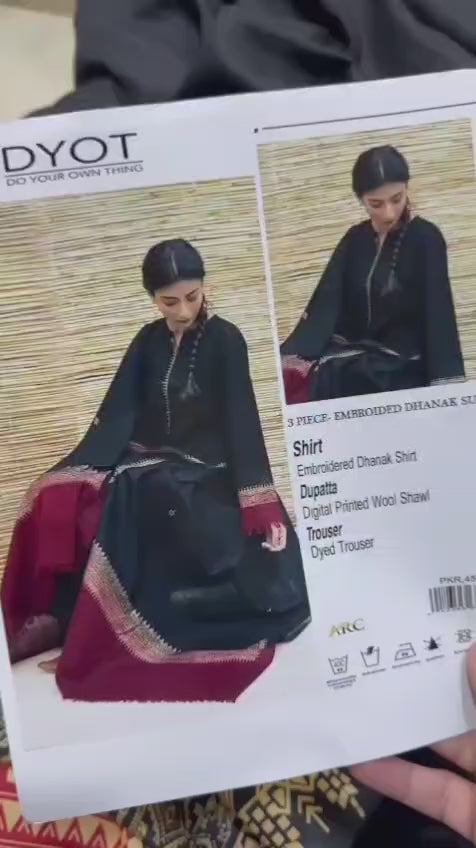 DYOT Embroidered Dhanak Fency 3pcs Vol 0110