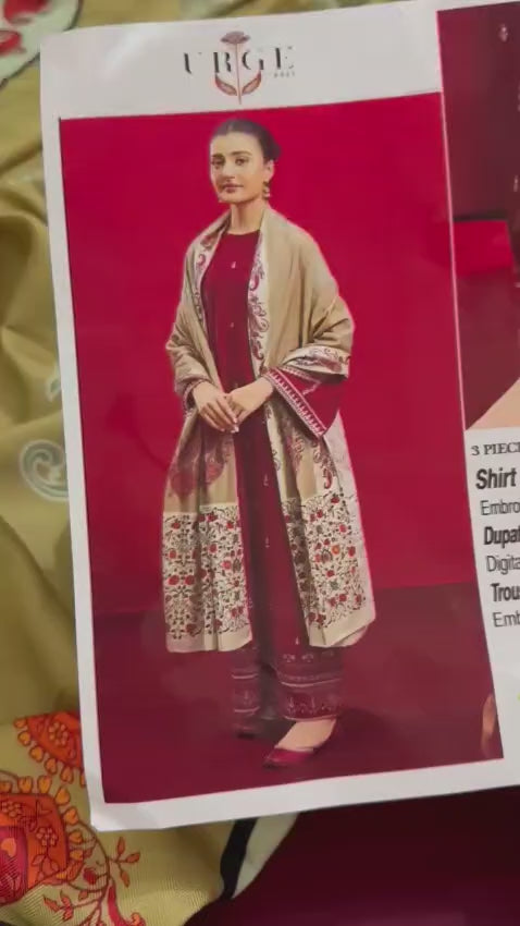 URGE Embroidered Dhanak Fency 3pcs Vol 0097