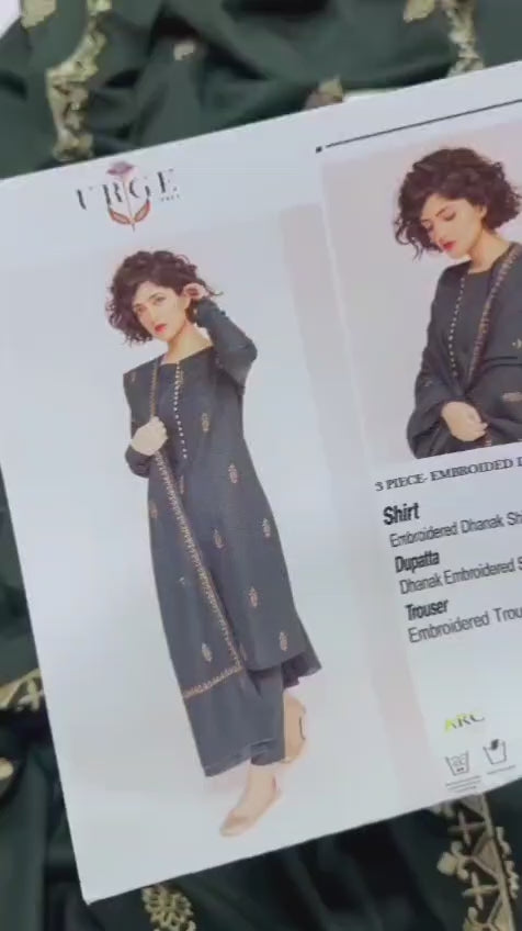 URGE Embroidered Dhanak Fency 3pcs Vol 0109