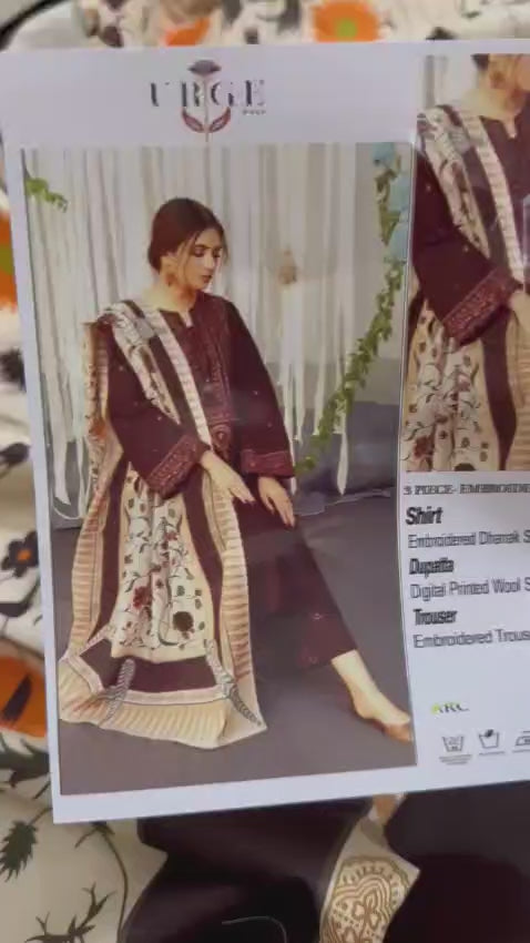 URGE Embroidered Dhanak Fency 3pcs Vol 0116