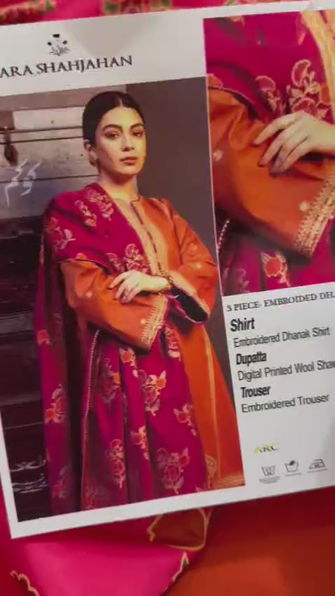 ZARA SHAHJAHAN Embroidered Dhanak Fency 3pcs Vol 0104