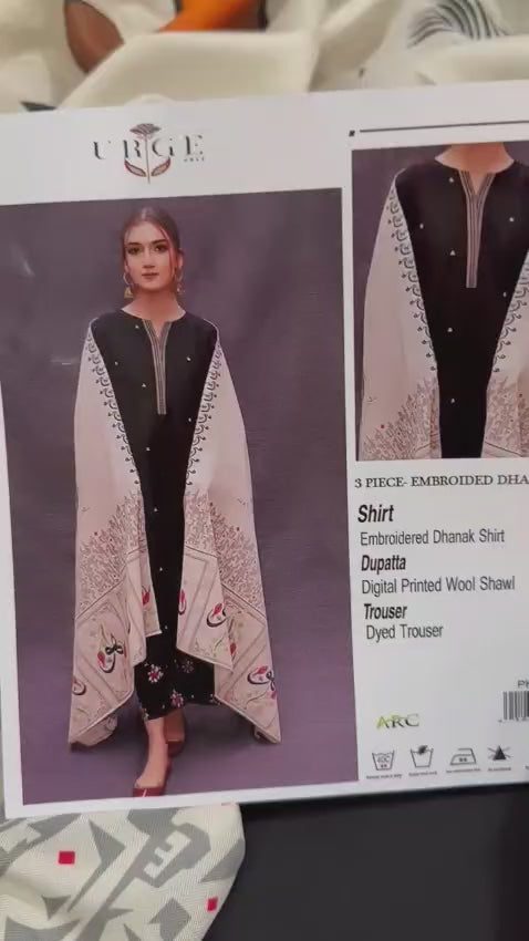 URGE Embroidered Dhanak Fency 3pcs Vol 0125