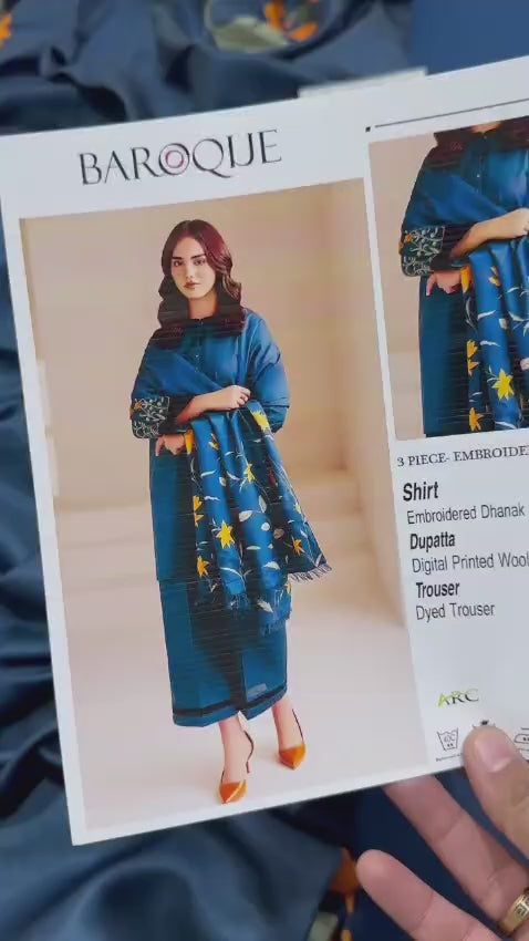 BAROQUE Embroidered Dhanak Fency 3pcs Vol 0098