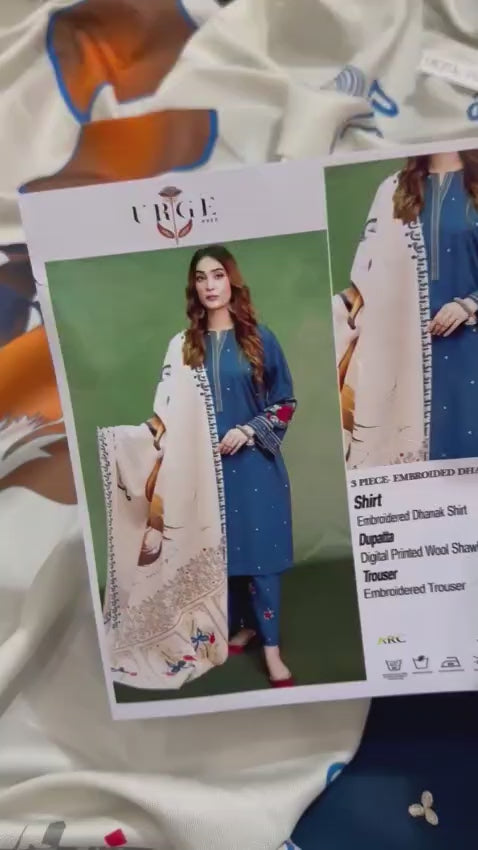 URGE Embroidered Dhanak Fency 3pcs Vol 0100