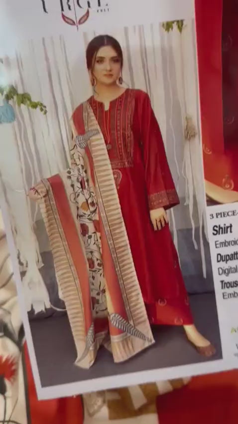 URGE Embroidered Dhanak Fency 3pcs Vol 0123