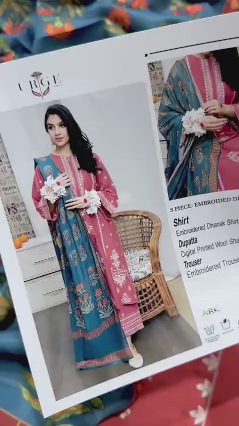 URGE Embroidered Dhanak Fency 3pcs Vol 0106