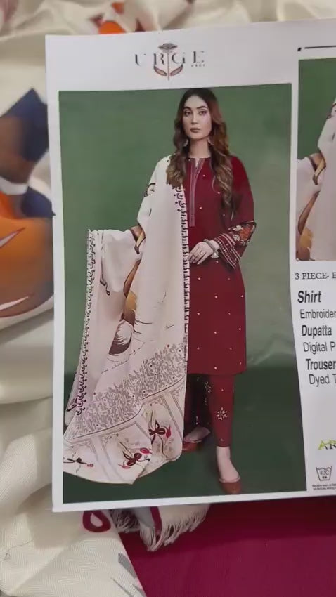 URGE Embroidered Dhanak Fency 3pcs Vol 0112