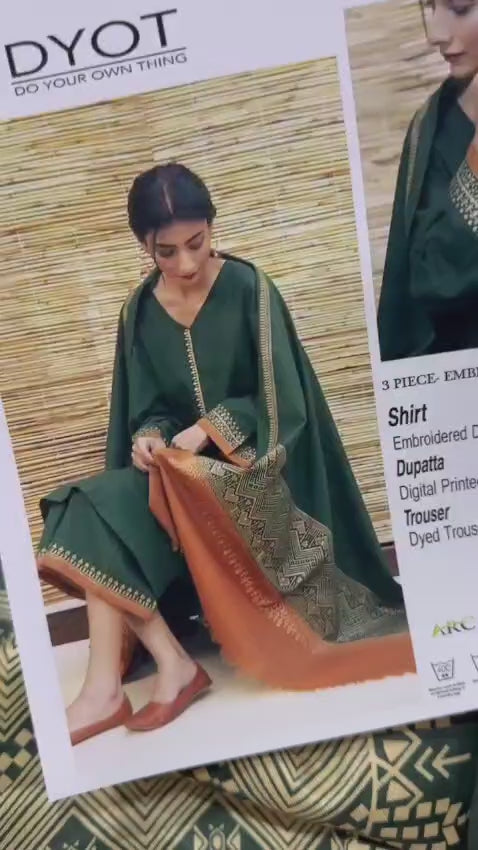 DYOT Embroidered Dhanak Fency 3pcs Vol 0126