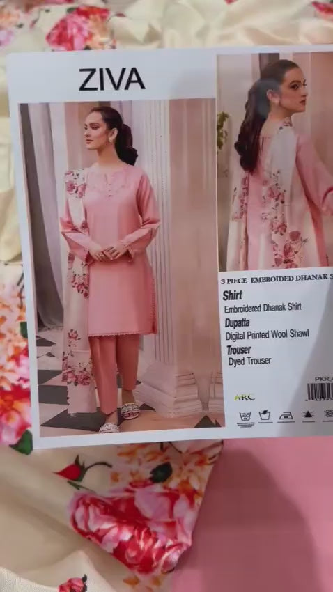 ZIVA Embroidered Dhanak Fency 3pcs Vol 0115