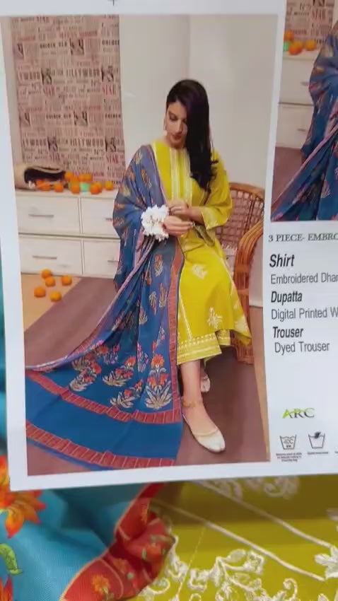 URGE Embroidered Dhanak Fency 3pcs Vol 0124