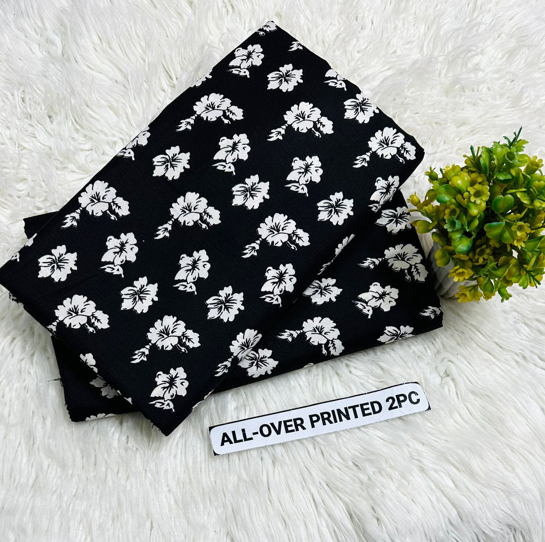 Summer Cotton All over 2pcs Premium black White Floral