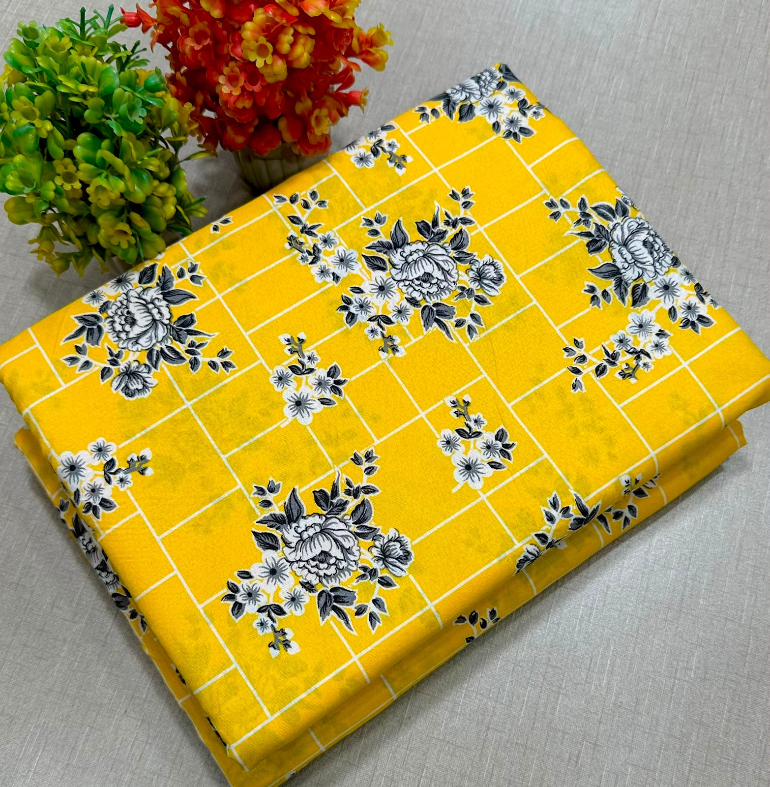 Summer Cotton All over 2pcs Premium Suit Yellow DB NE