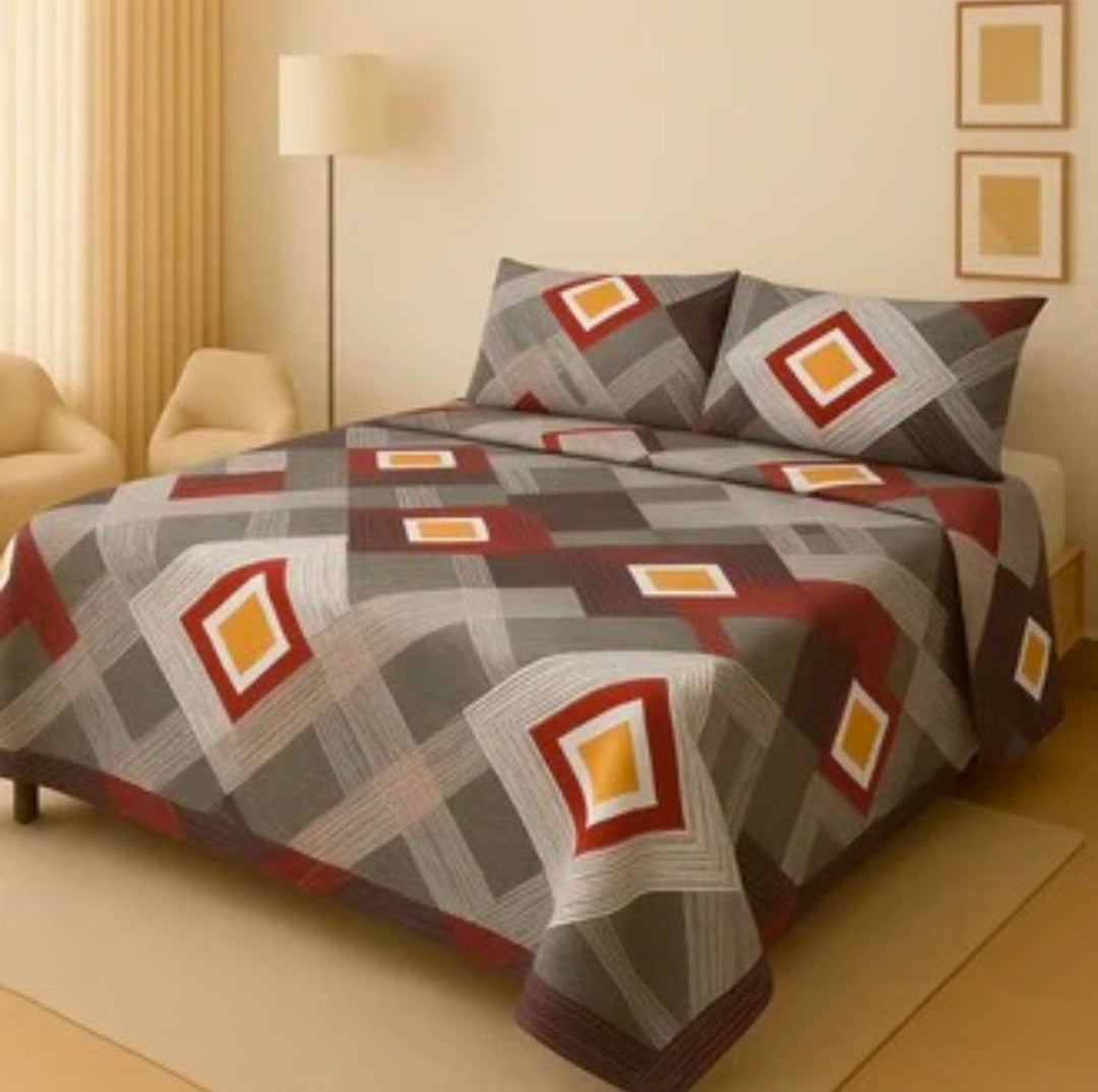 3D Leather Cotton Bedsheet AM3D-00141