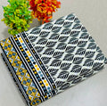 Summer Cotton All over 2pcs Premium Suit White Black Border floral