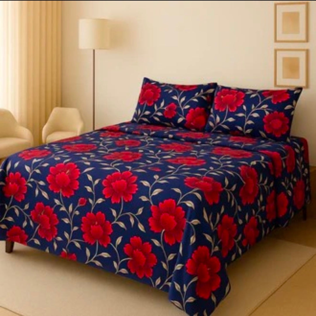 3D Leather Crystal Cotton Bedsheet AM3D-00238