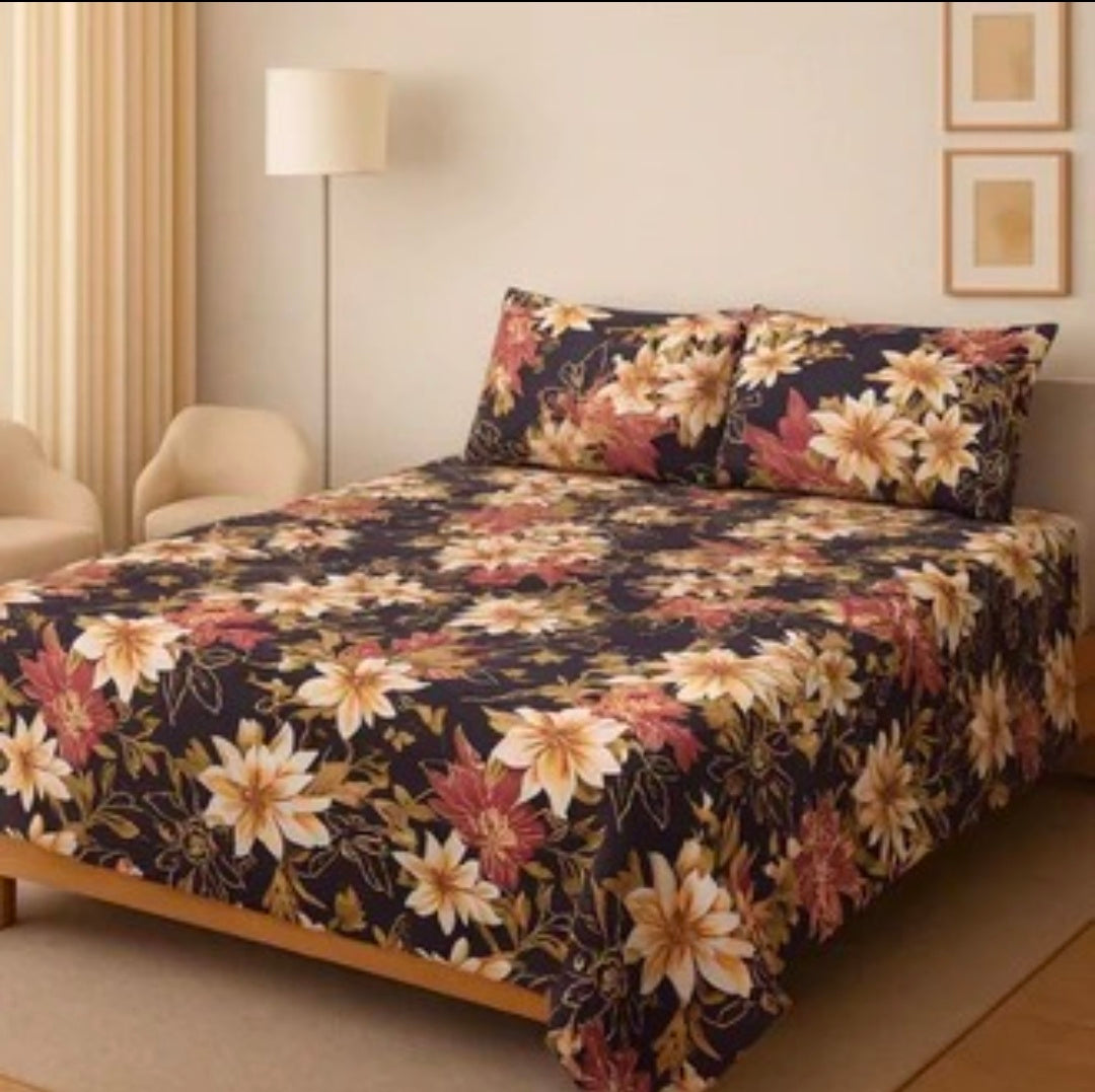 3D Leather Crystal Cotton Bedsheet AM3D-00231