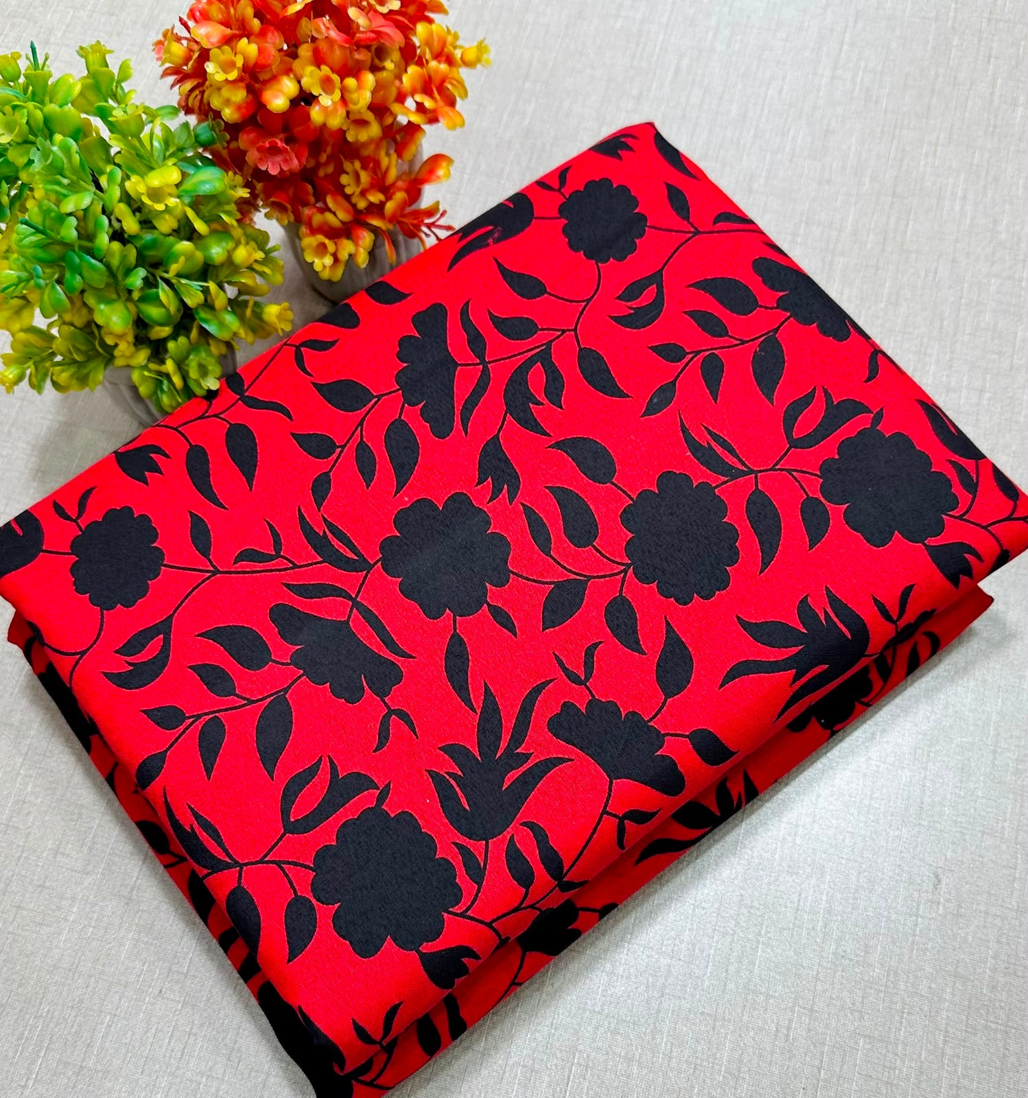 Summer Cotton All over 2pcs Premium Red Black Floral Full