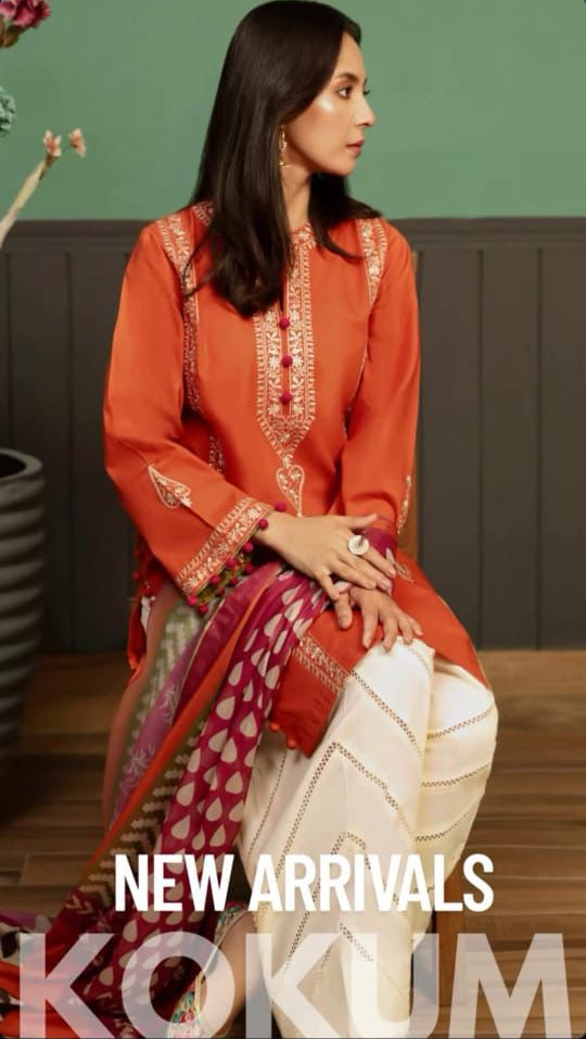 Kokum Embroidered Dhanak Fency 3pcs Vol 0096