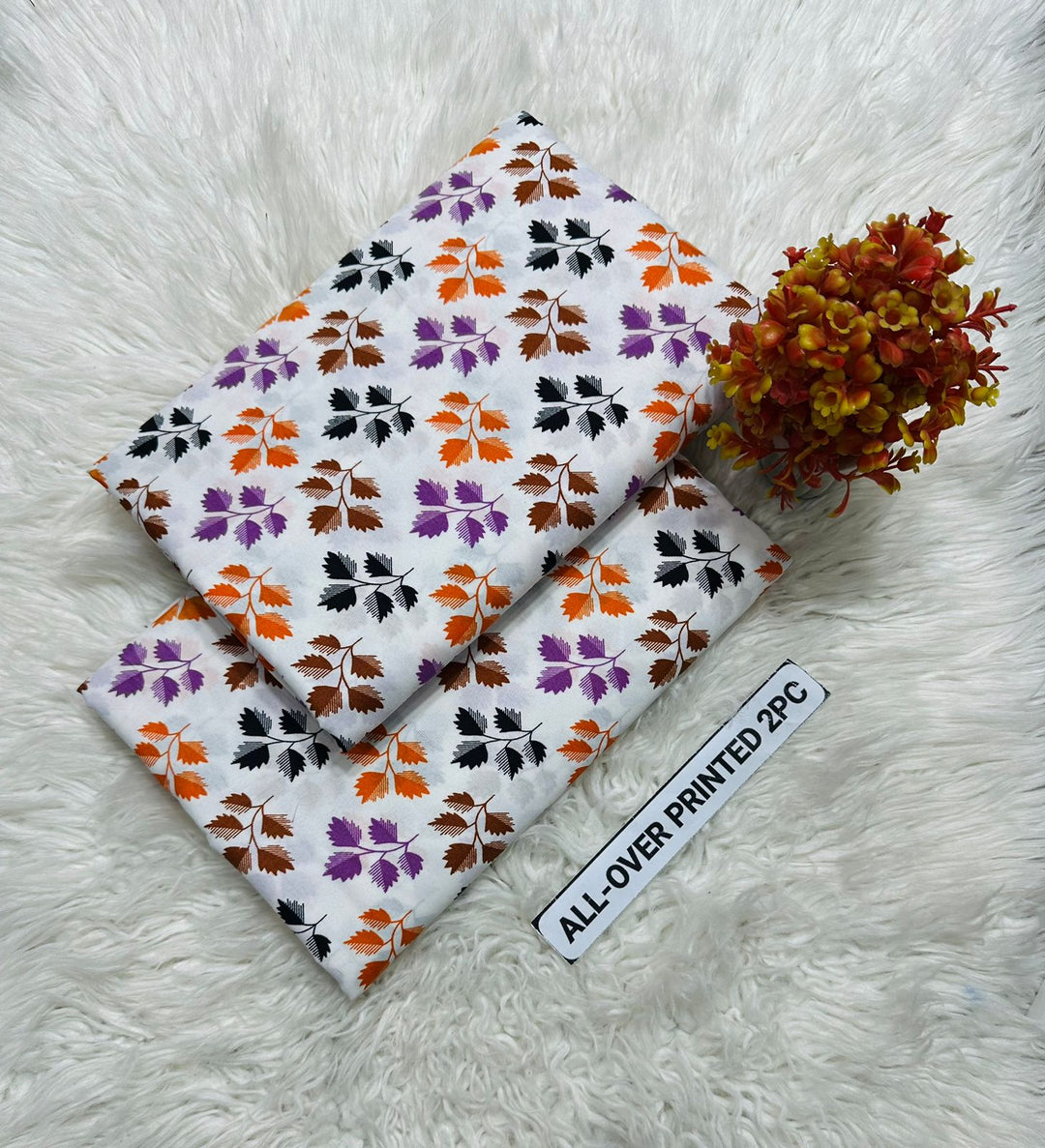 Summer Cotton All over 2pcs Premium White orange Flr Nw