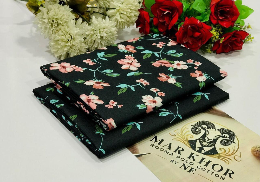 Micro Polo Cotton 2pcs Suit Black Peach RS