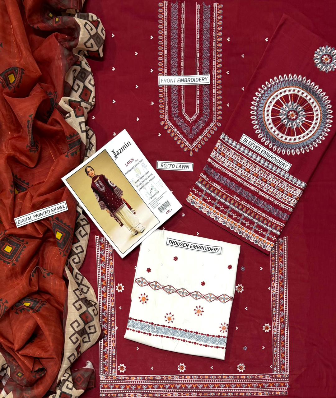 Summer Lawn Embroidery 3pcs Collection AYL3-10711