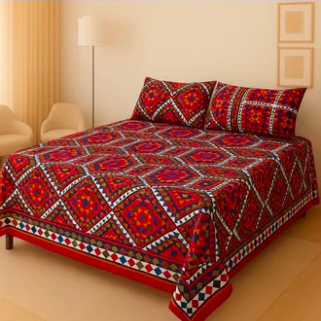 3D Leather Crystal Cotton Bedsheet AM3D-00418