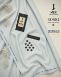 J. Junaid Jamshaid Online Premium Wash & Wear Boski Suiting For Men Ocean BLU