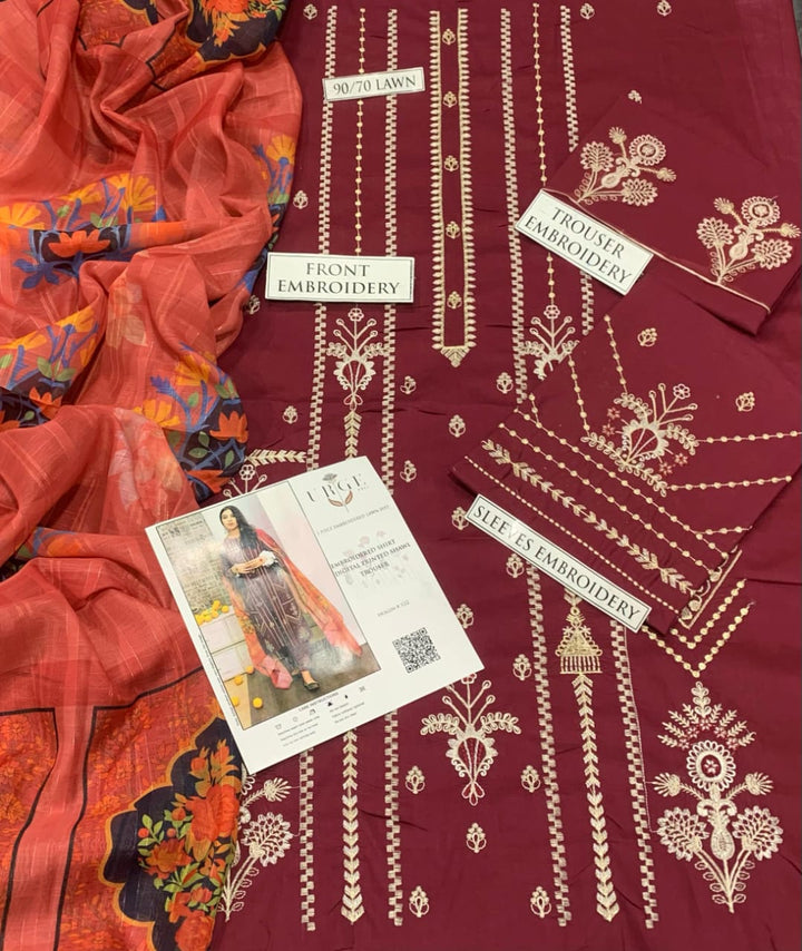 Summer Lawn Embroidery 3pcs Collection AYL3-10724