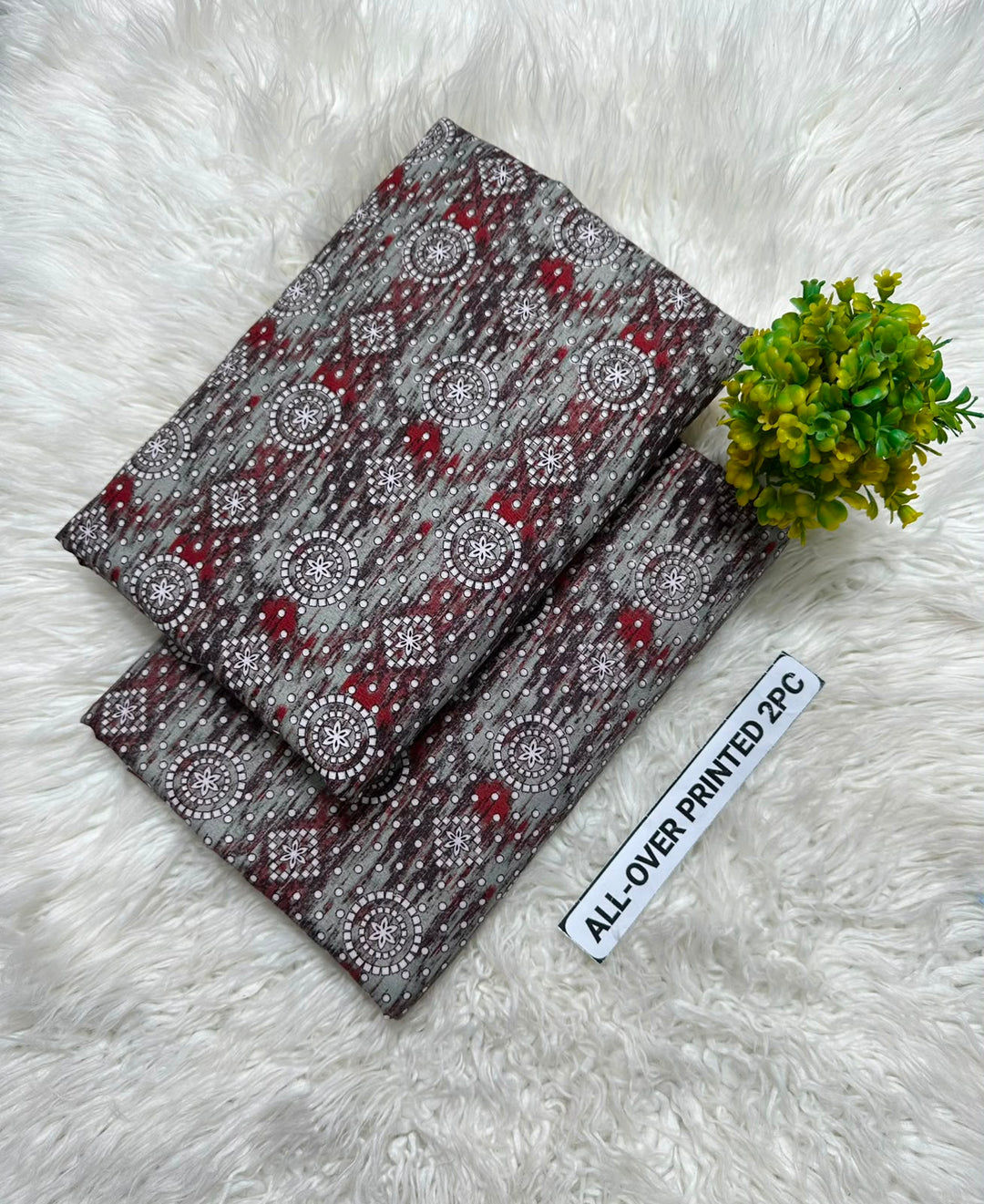 Summer Cotton All over 2pcs Premium NW Round Jewels Grey