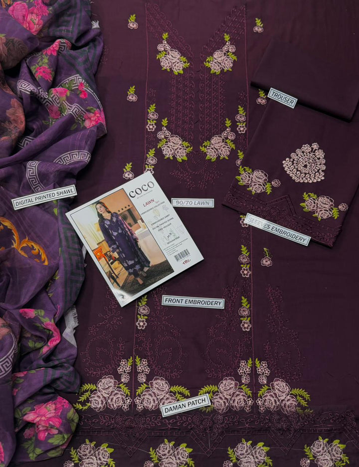 Summer Lawn Embroidery 3pcs Collection AYL3-10719