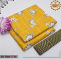 Summer Cotton All over 2pcs Premium Suit Yellow White Florals