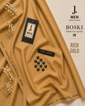 J. Junaid Jamshaid Online Premium Wash & Wear Boski Suiting For Men Rich Gold