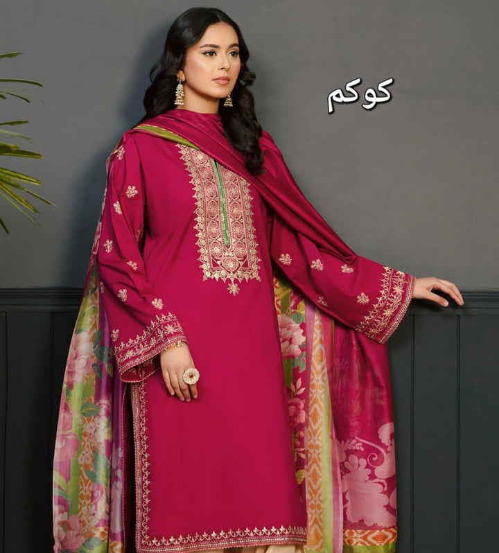 Kokum Embroidered Dhanak Fency 3pcs Vol 0096A