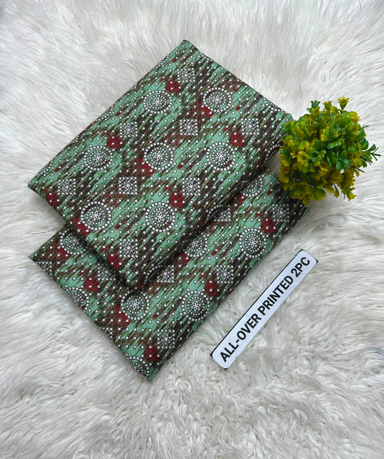 Summer Cotton All over 2pcs Premium NW Round Jewels Green