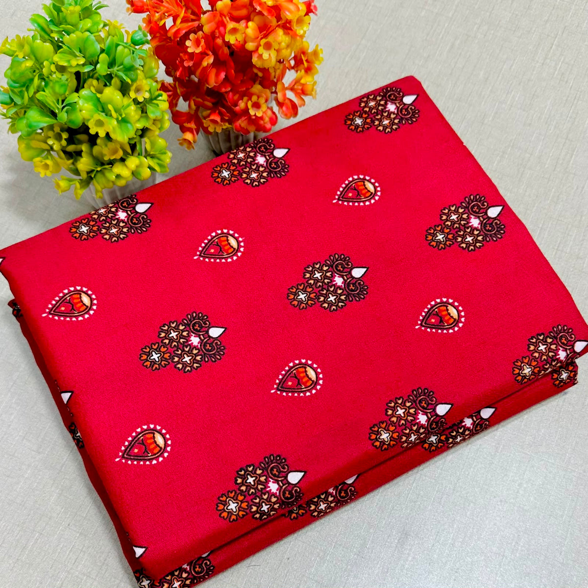Summer Cotton All over 2pcs Premium Suit Red Sm Jewels