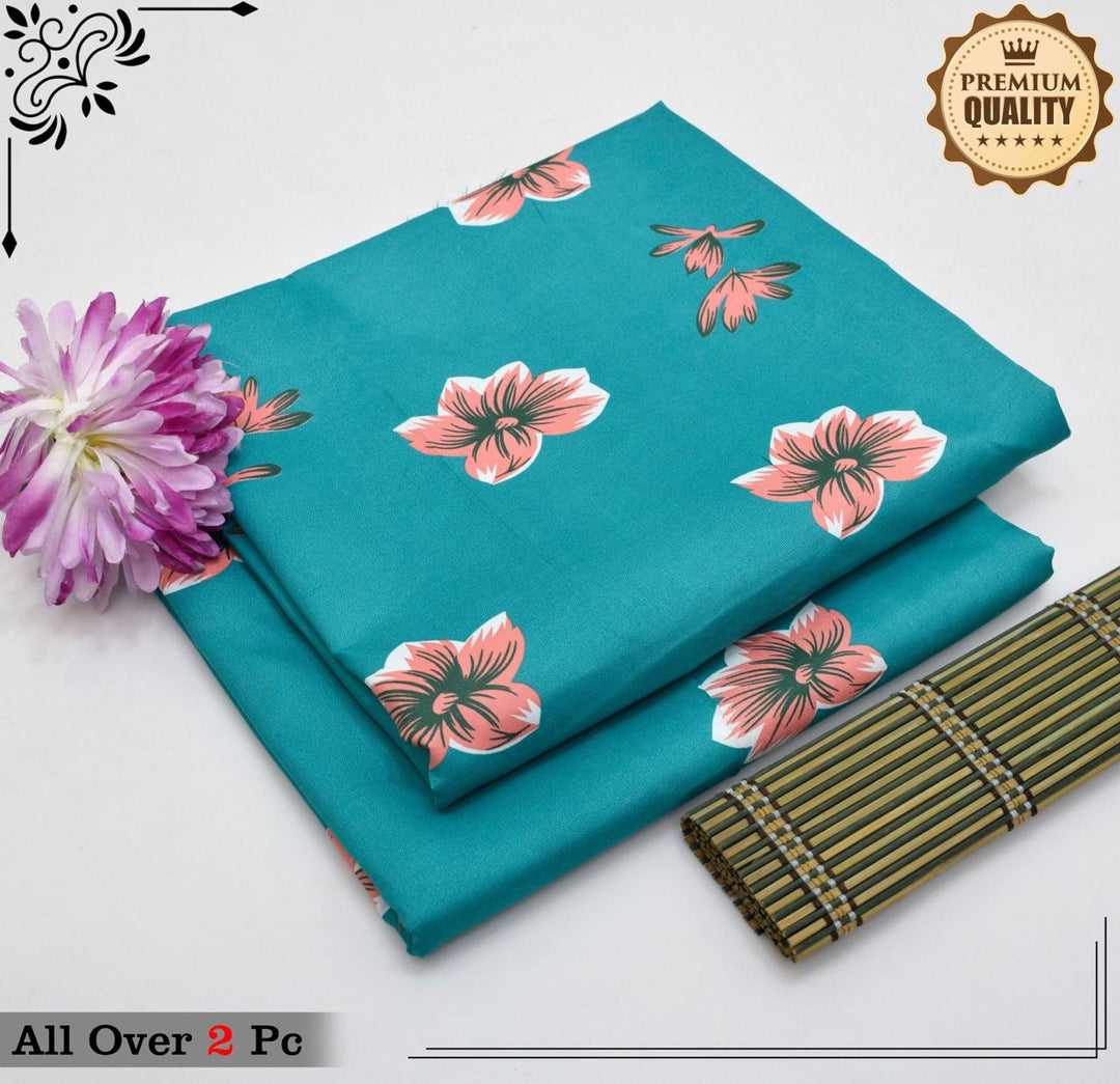 Micro Polo Cotton 2pcs Suit Greenish Flowers