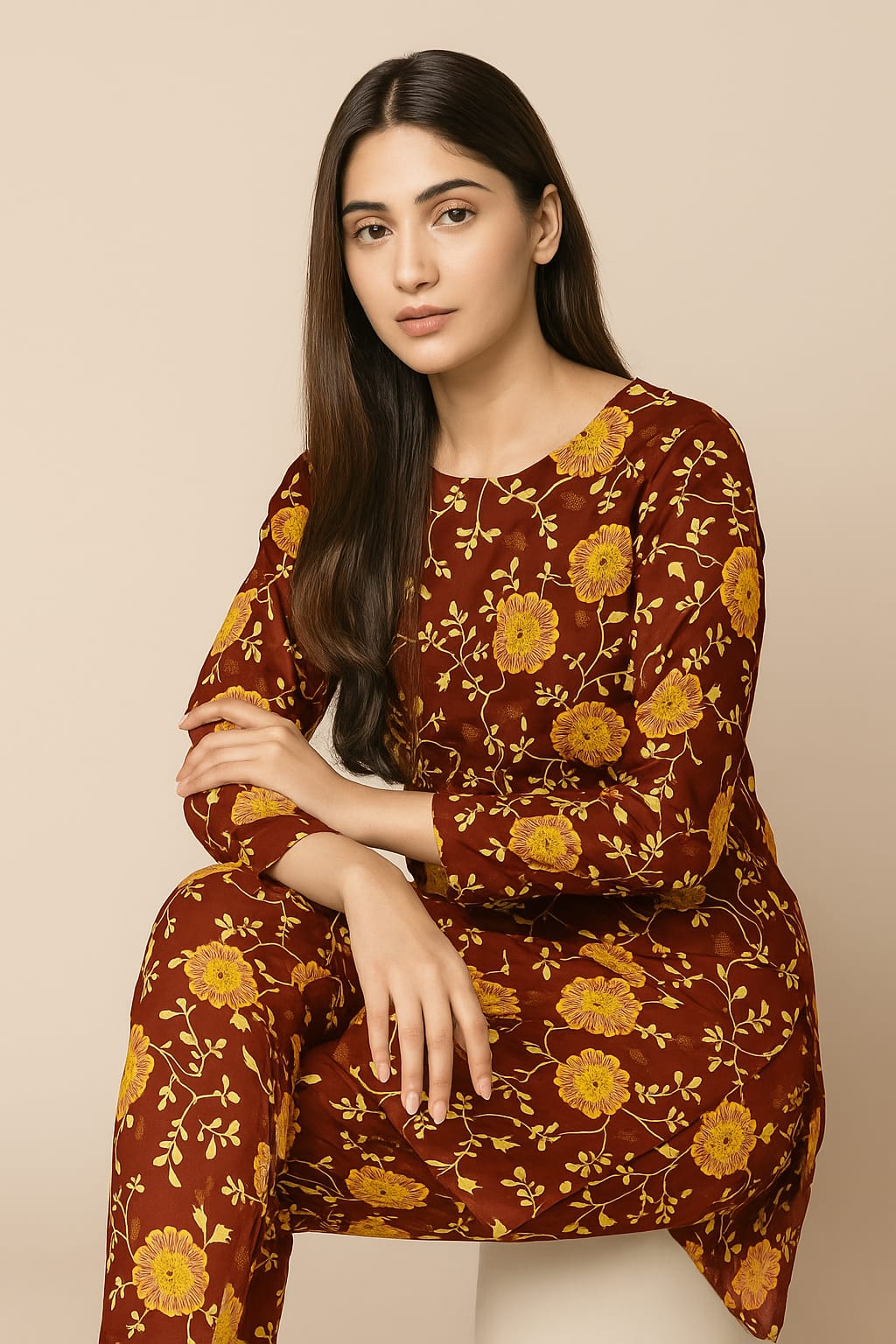 Micro Polo Cotton 2pcs Suit Autumn Bloom