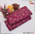 Summer Cotton All over 2pcs Premium Suit Meroon Sm FLRL