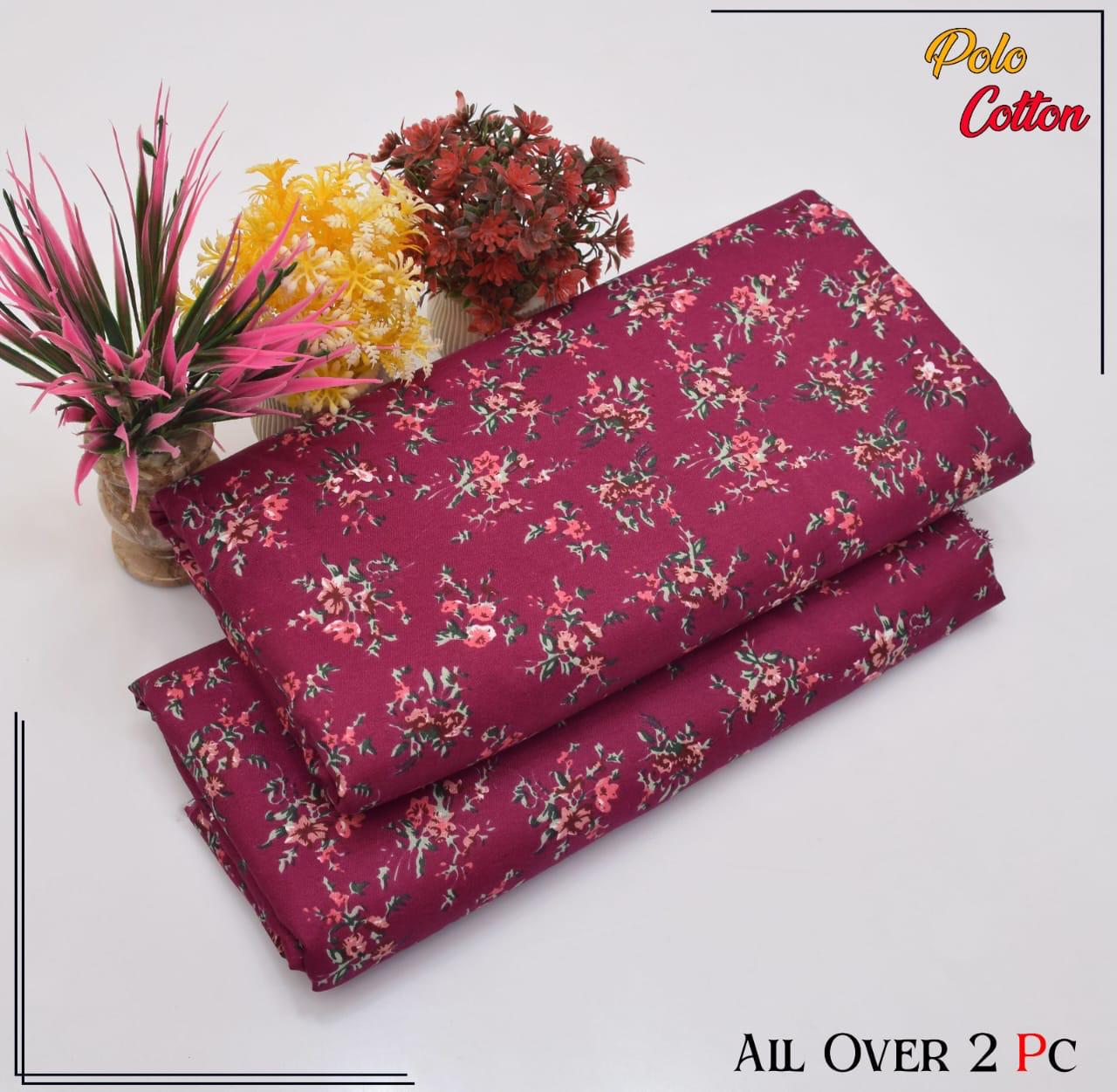 Summer Cotton All over 2pcs Premium Suit Meroon Sm FLRL
