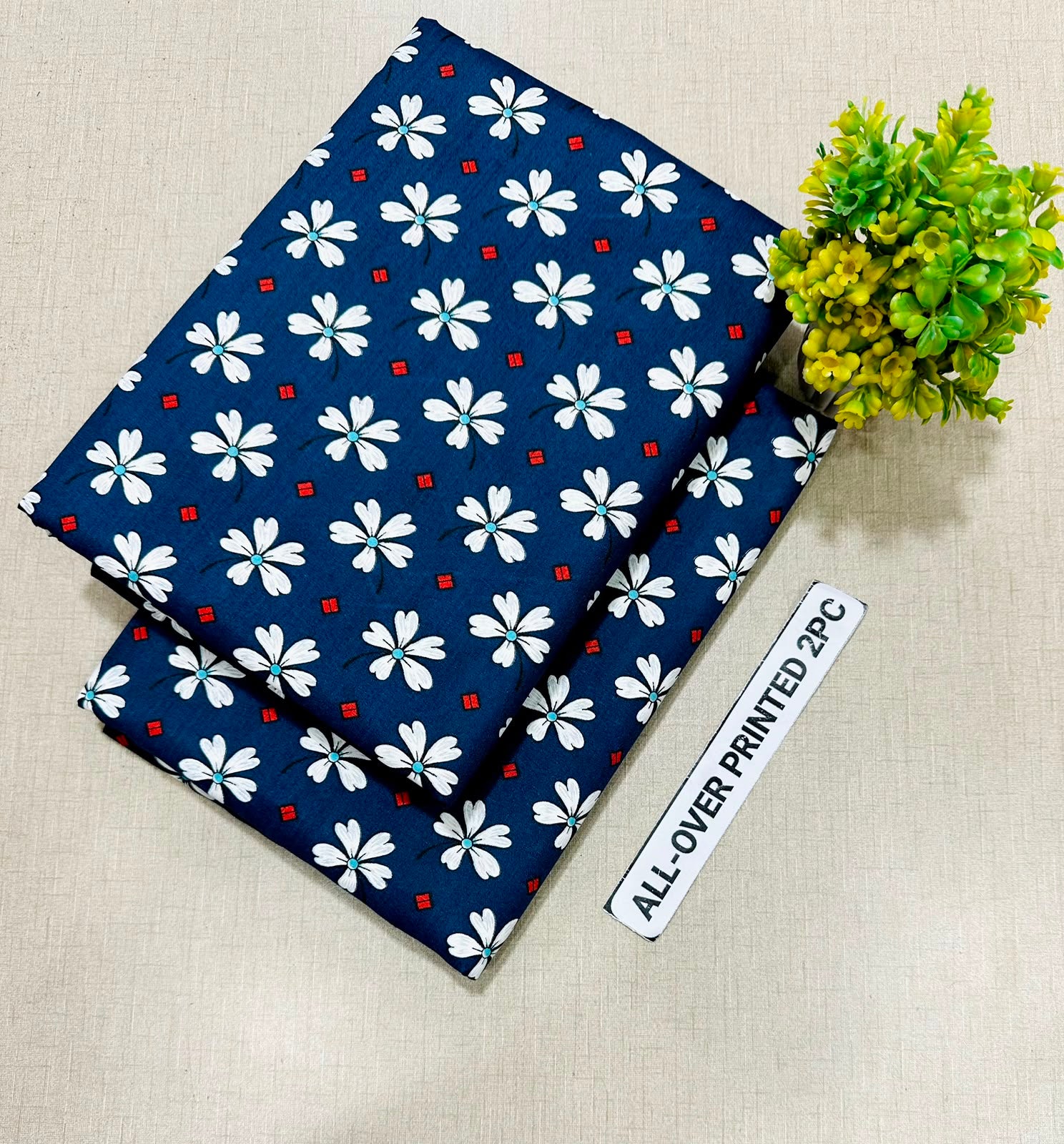 Summer Cotton All over 2pcs Premium Blue white Fl Beauty