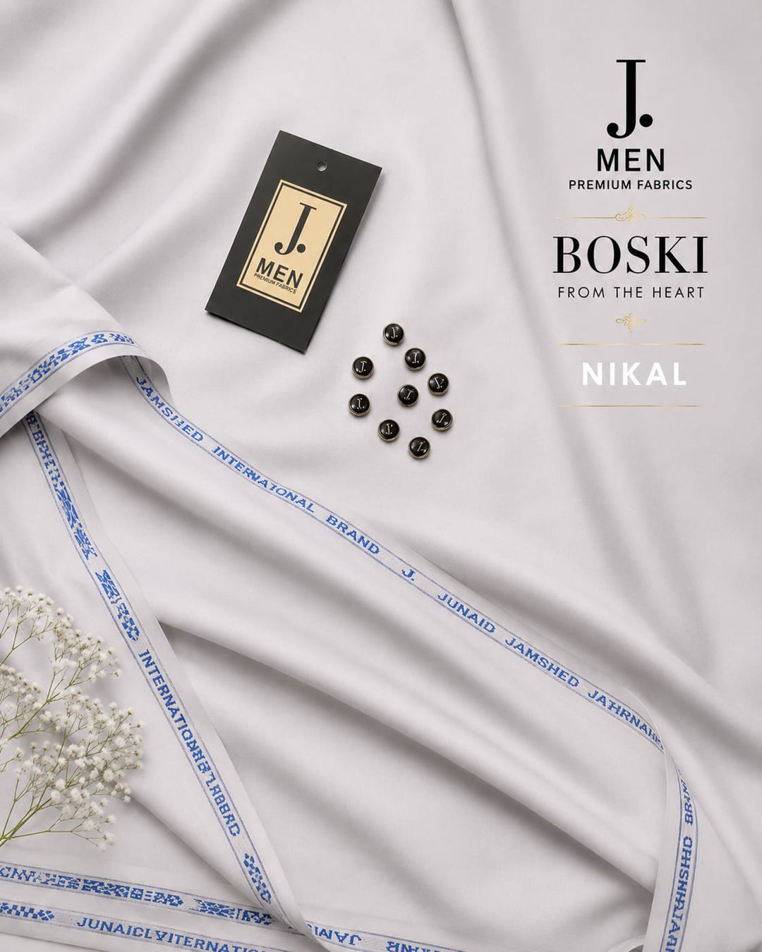 J. Junaid Jamshaid Online Premium Wash & Wear Boski Suiting For Men Nikal