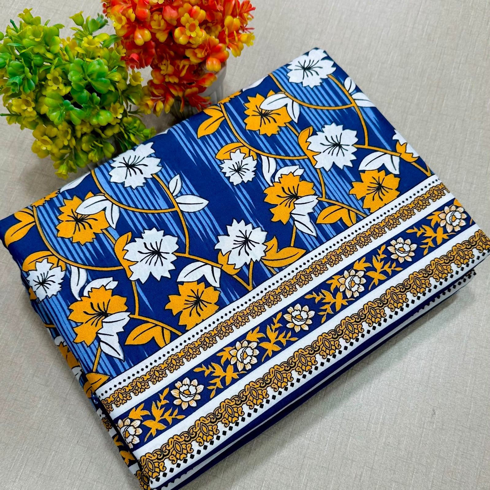 Summer Cotton All over 2pcs Premium Blue floral white NW