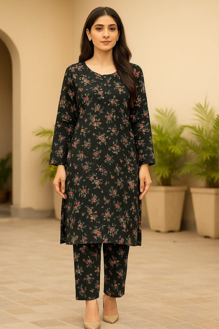 Micro Polo Cotton 2pcs Suit Black Sm FLRL