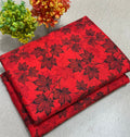 Summer Cotton All over 2pcs Premium Suit Red Tran Black Floral