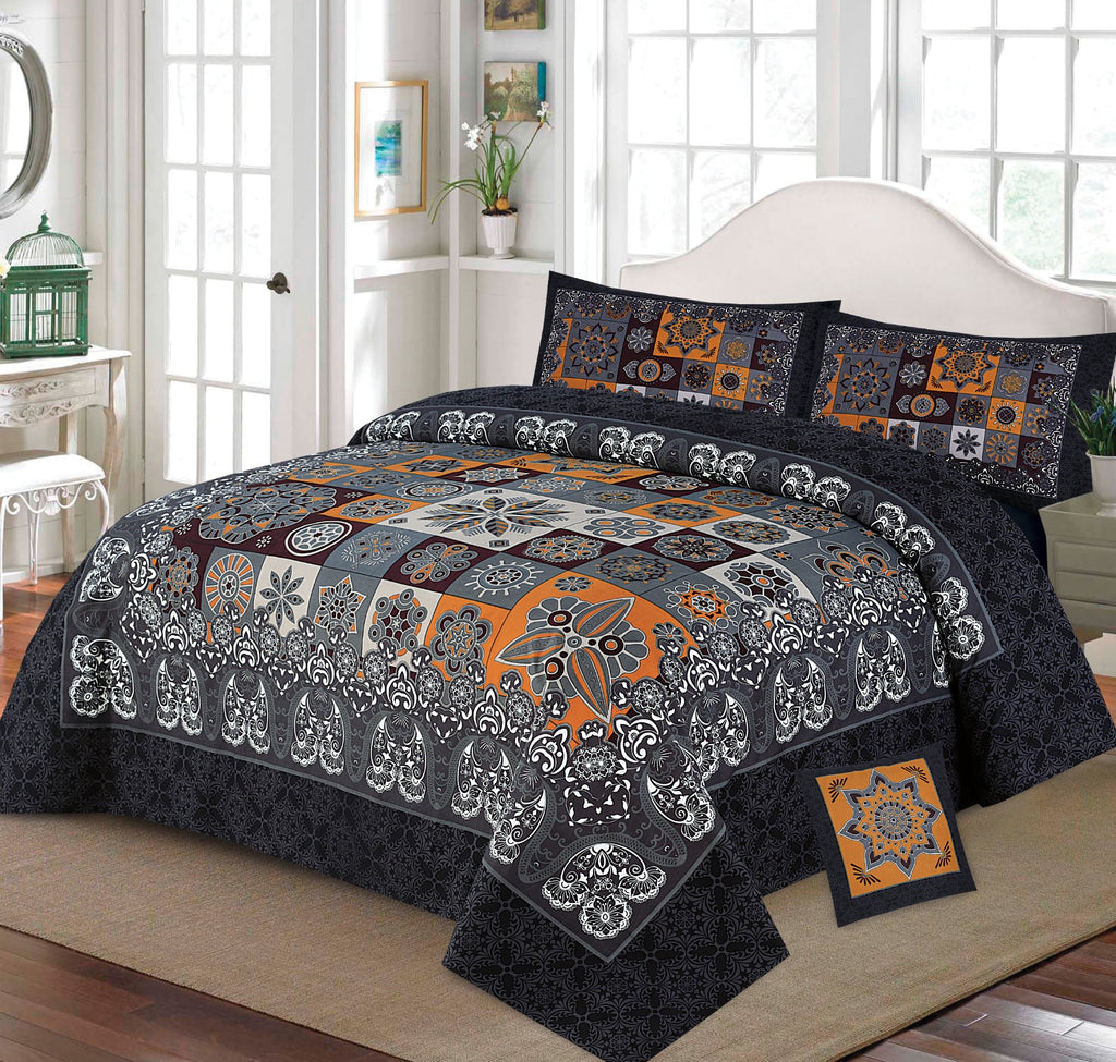 4Pcs 3D Panel Bedsheet Luxury King Size Bedsheets AYPN-00143