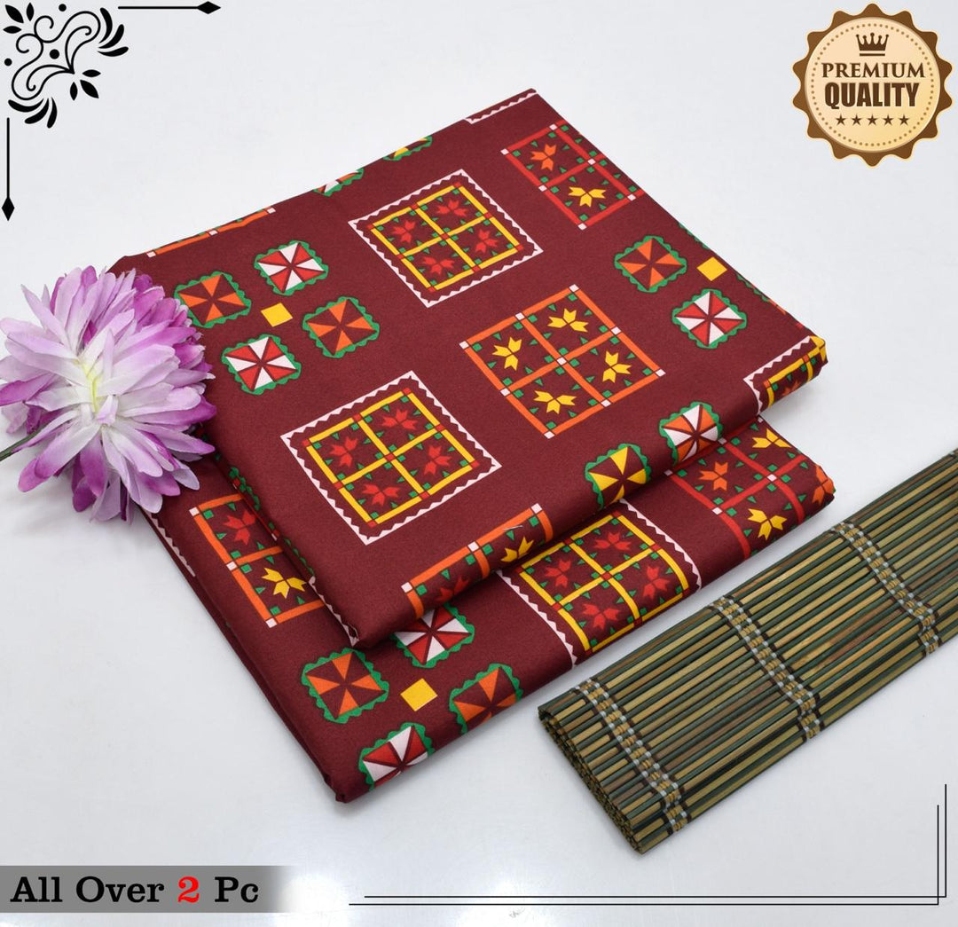 Micro Polo Cotton 2pcs Suit Brown Square Ajk