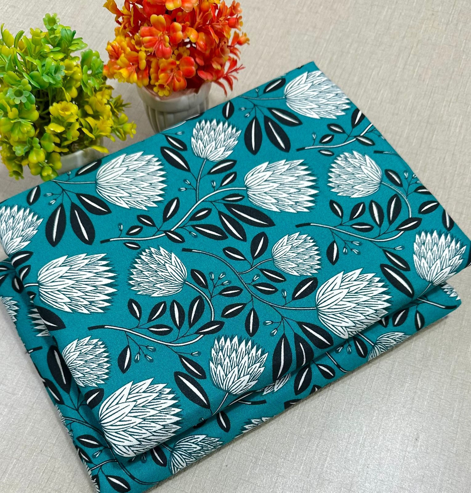 Summer Cotton All over 2pcs Premium Suit Zinc White Florals